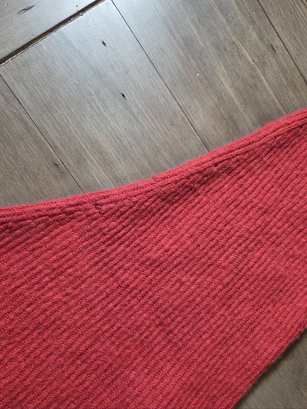 Free People Red Asymmetrical Off-The-Shoulder Knit Sweater - Picture 12 of 12